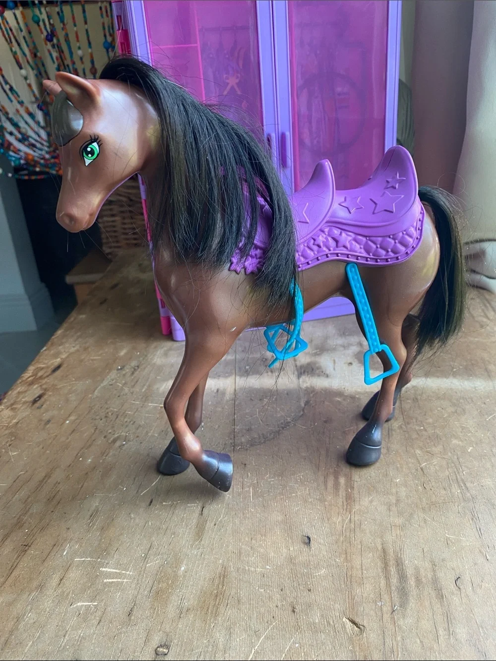 Barbie Lavender and Pink Doll Closet and Mattel Horse